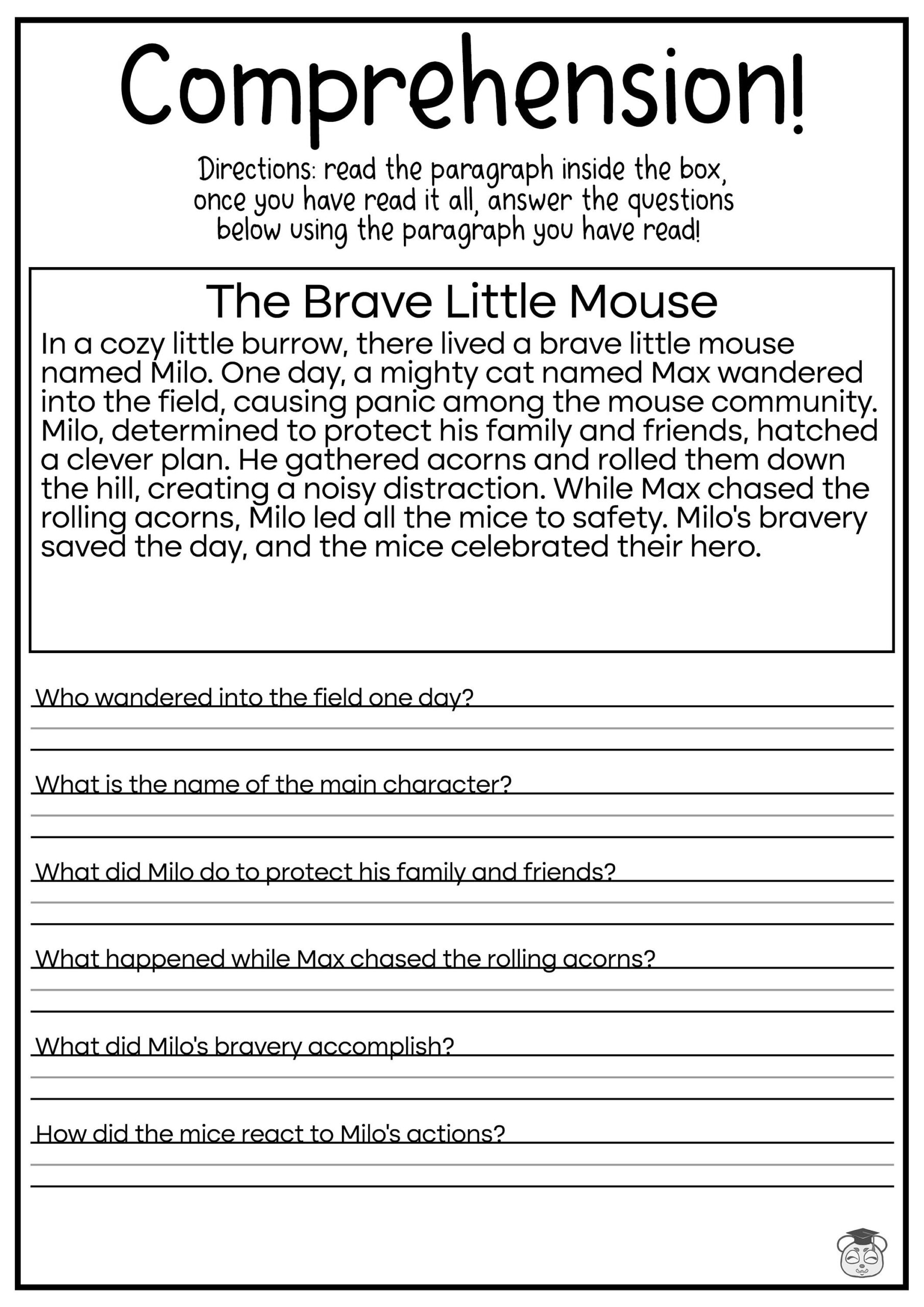Reading Comprehension Worksheets Ages 4 7 KG1 To Grade 2 printable Etsy