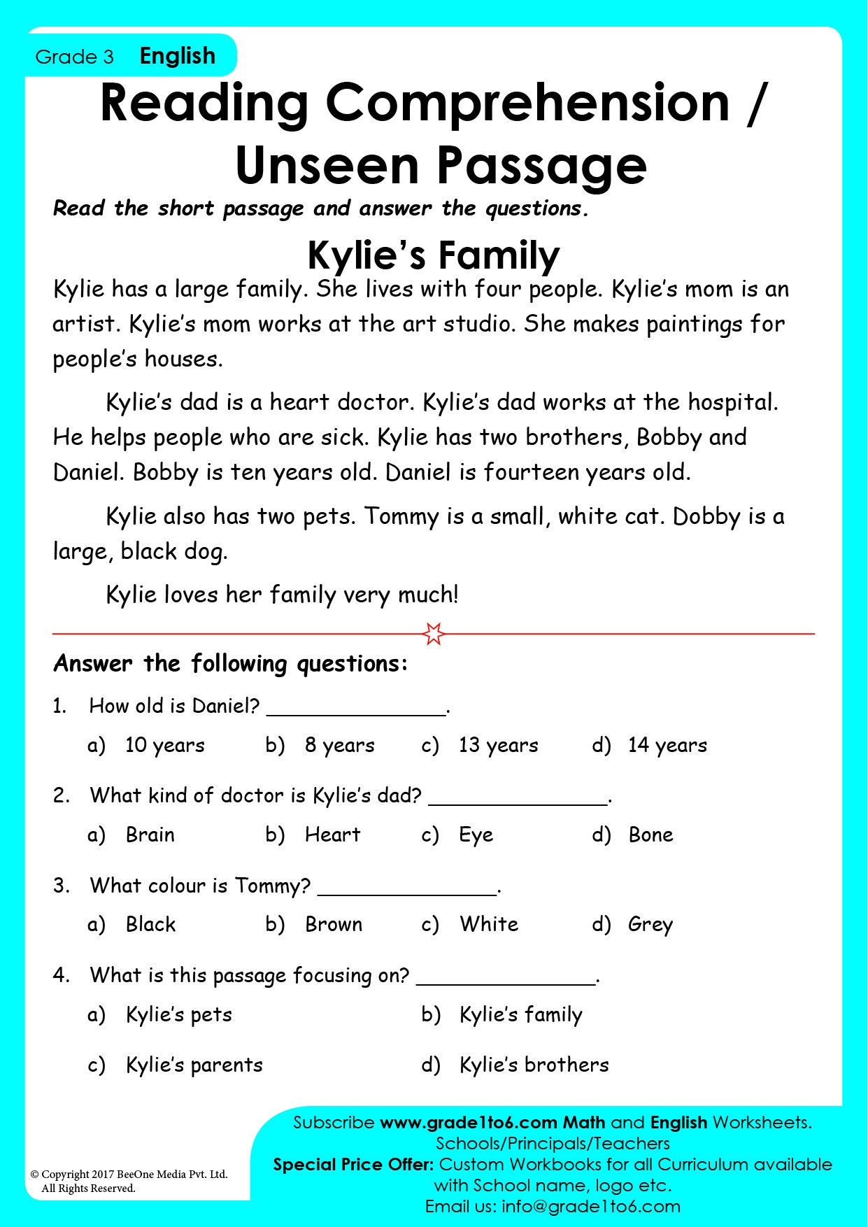 3rd grade comprehension worksheets