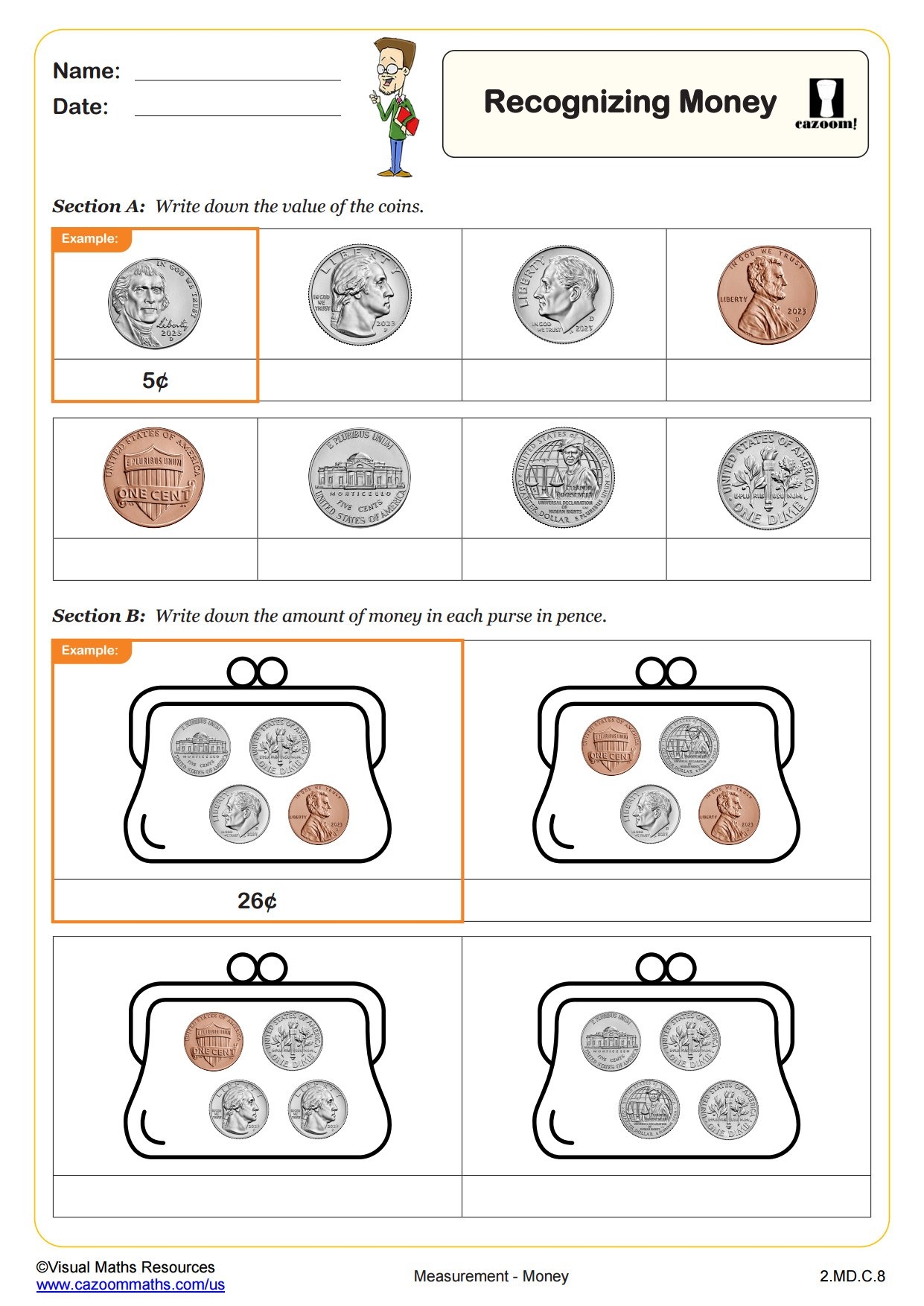 money math worksheets