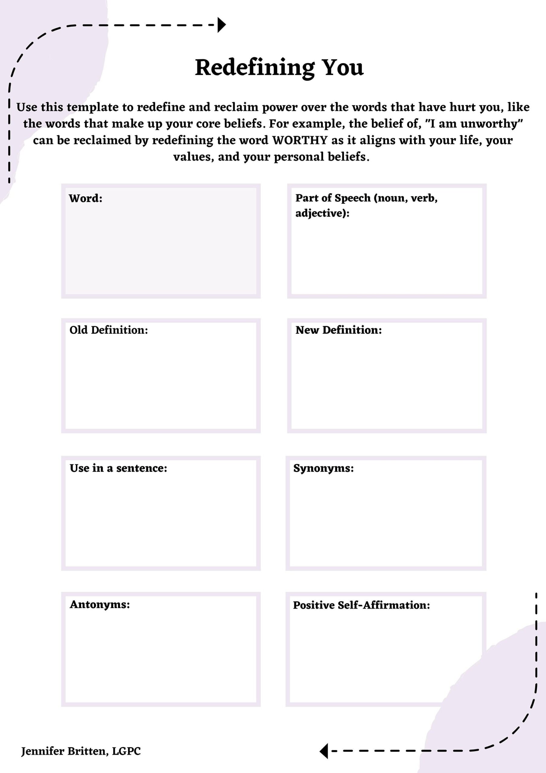 core beliefs worksheet
