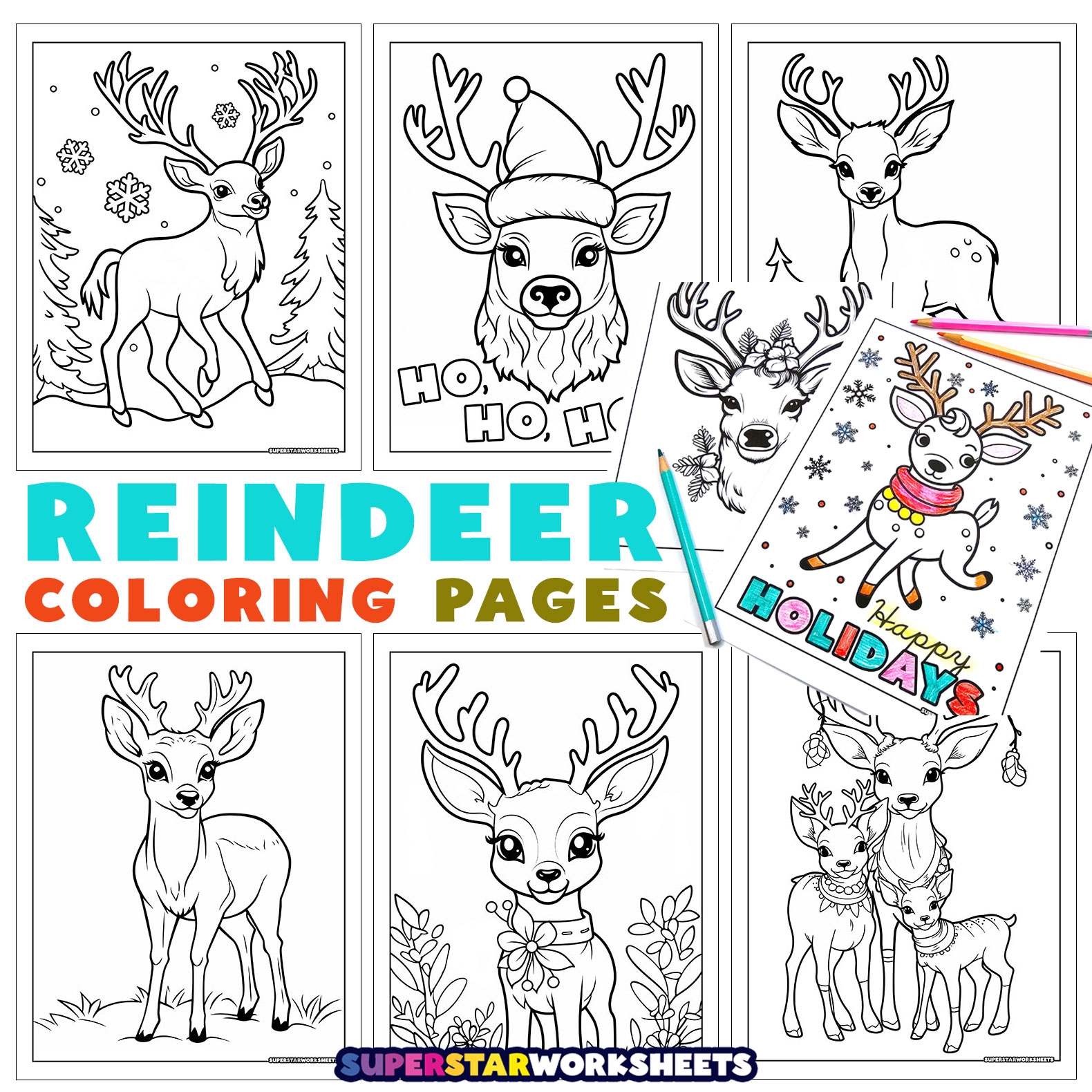 Reindeer Coloring Pages Free Printables Superstar Worksheets