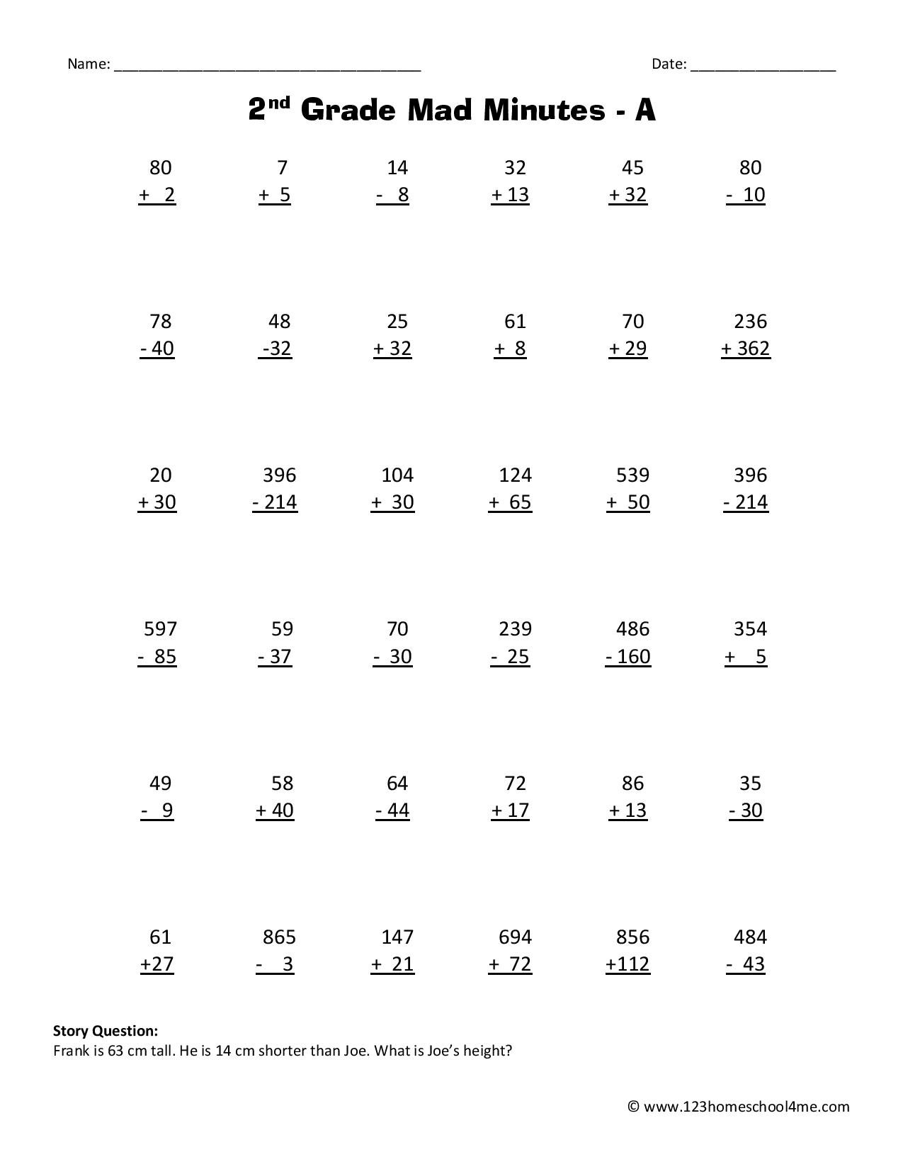 2nd worksheets math