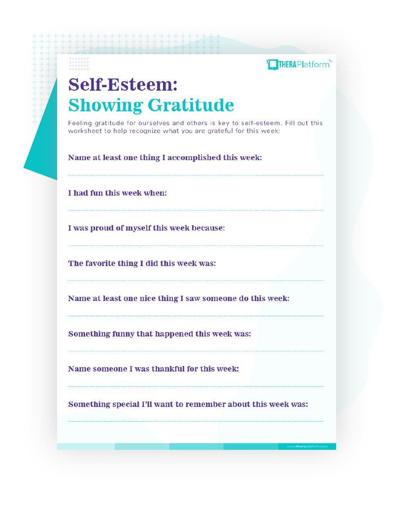 self esteem worksheet