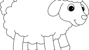 Sheep Isolated Coloring Page For Kids Royalty Free Vector