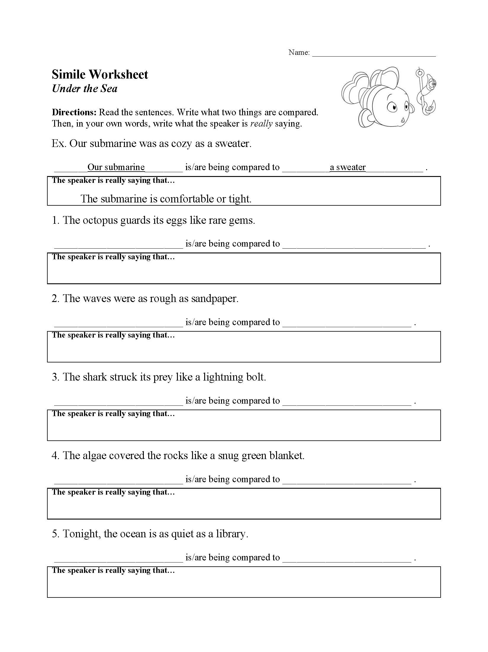 figurative language worksheets