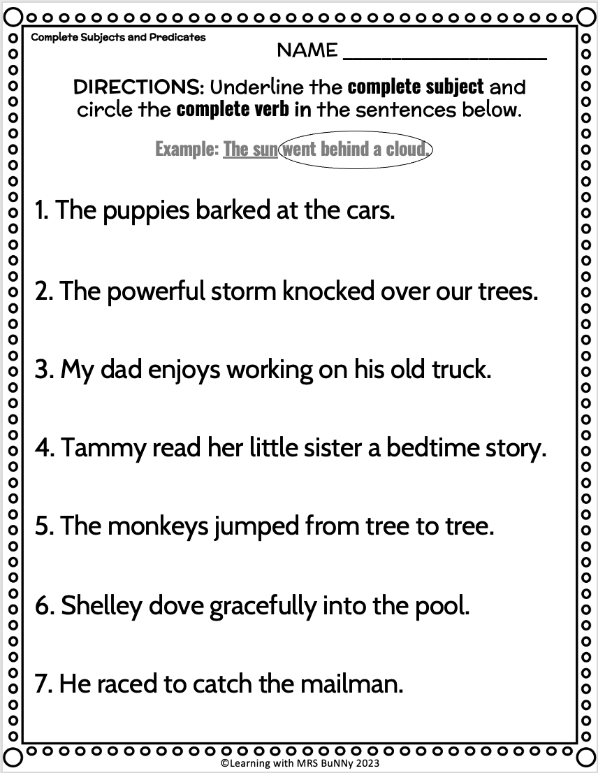 Simple Complete And Compound SUBJECTS AND PREDICATES Activities Review Made By Teachers