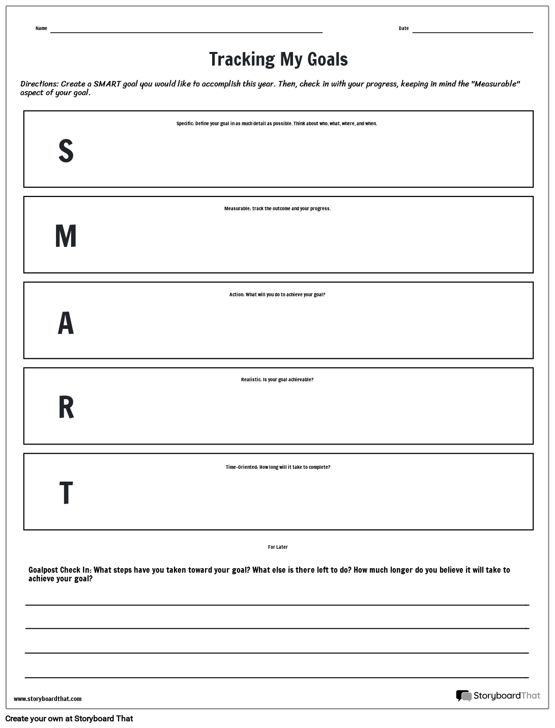 smart goal worksheet