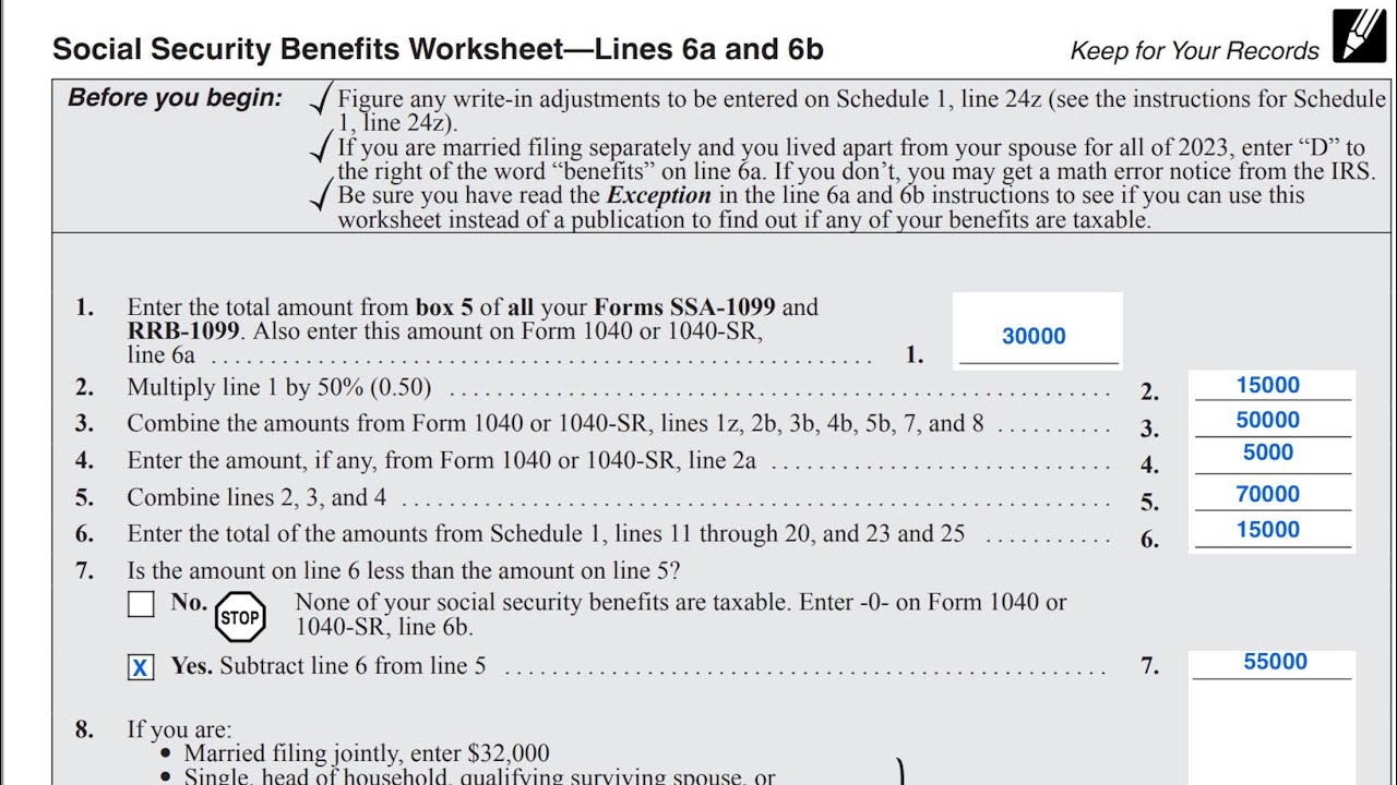 taxable social security worksheet 2024