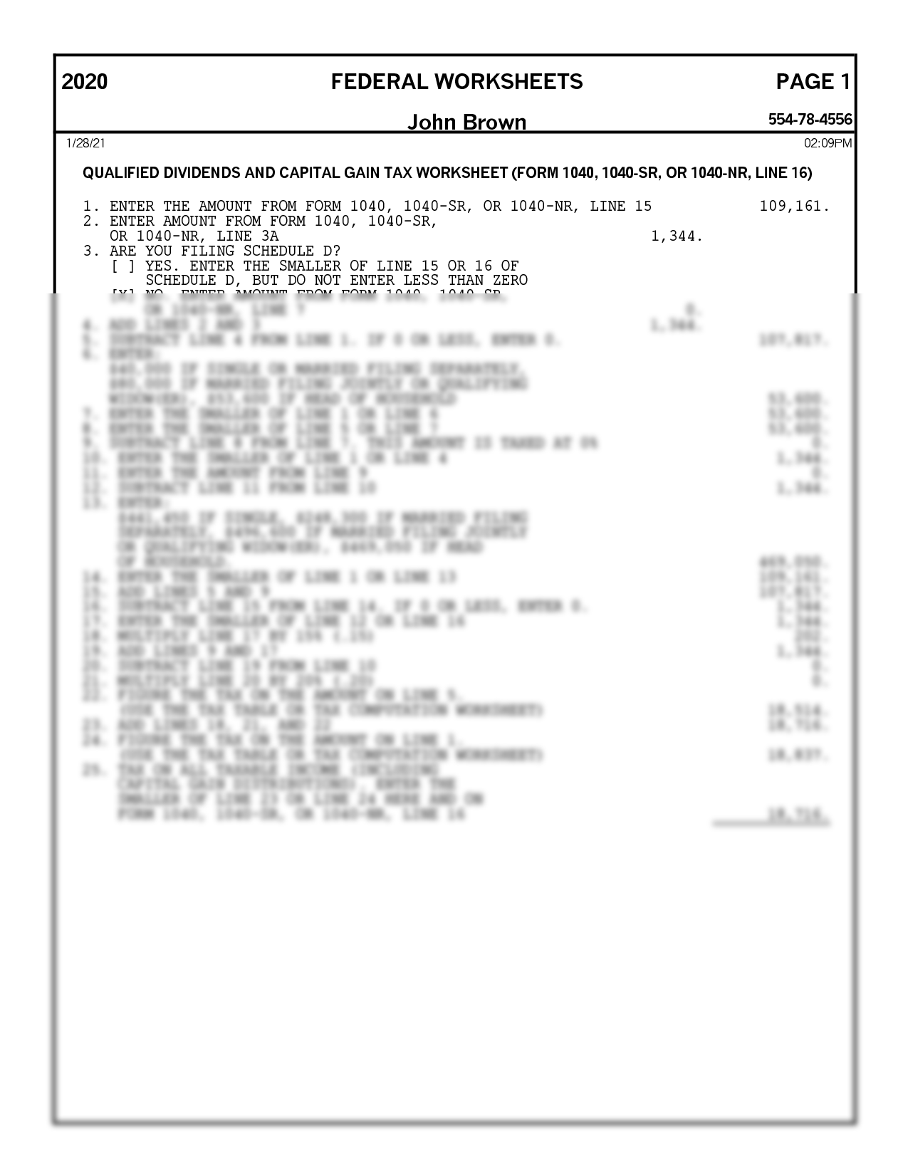 qualified dividends and capital gains worksheet