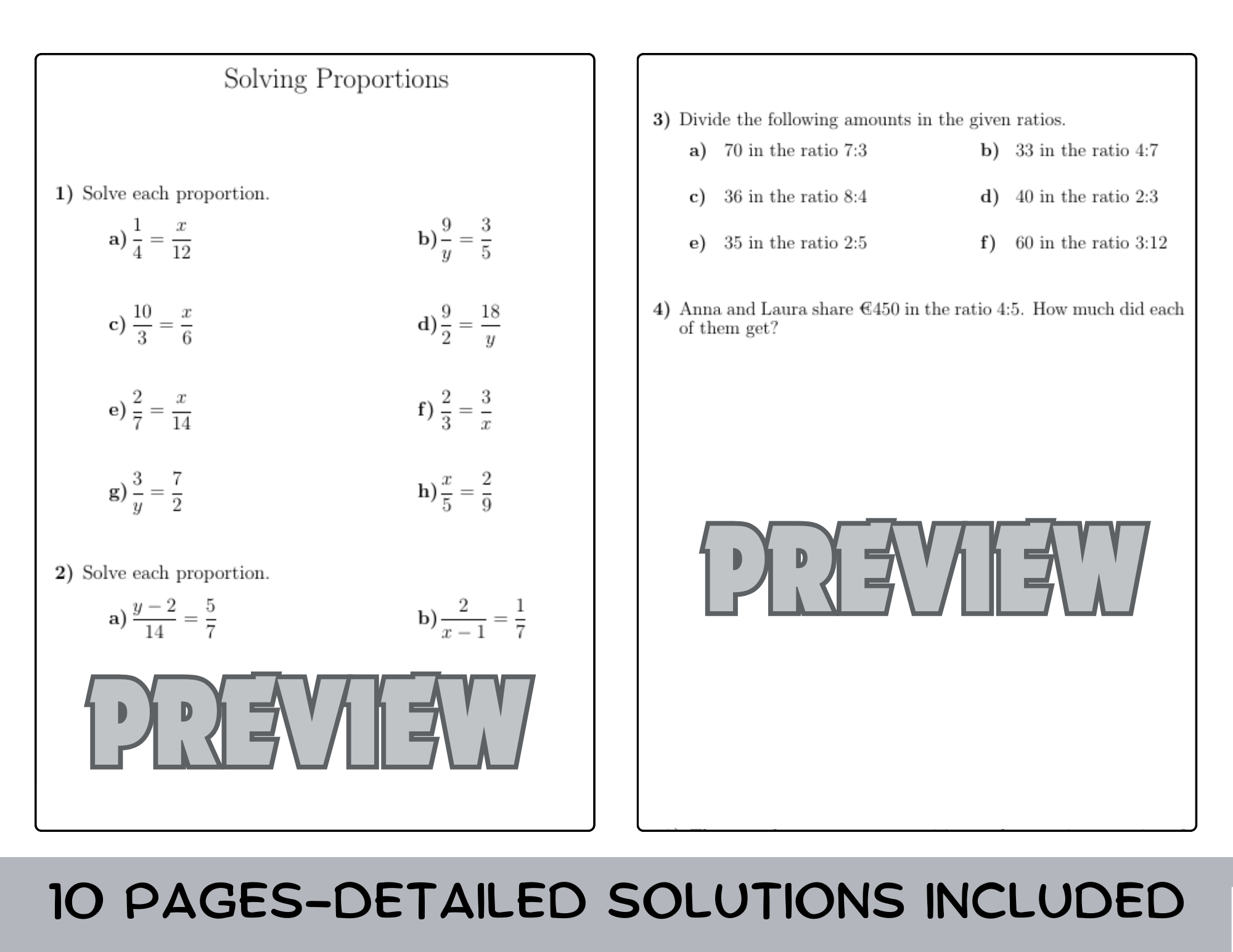 solving proportions worksheet
