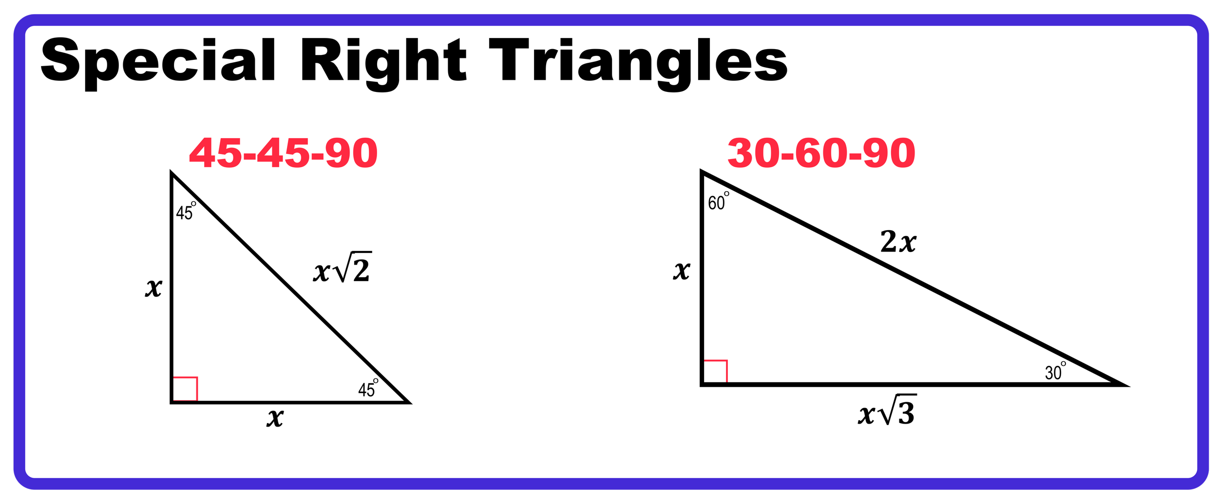 worksheet for special right triangles