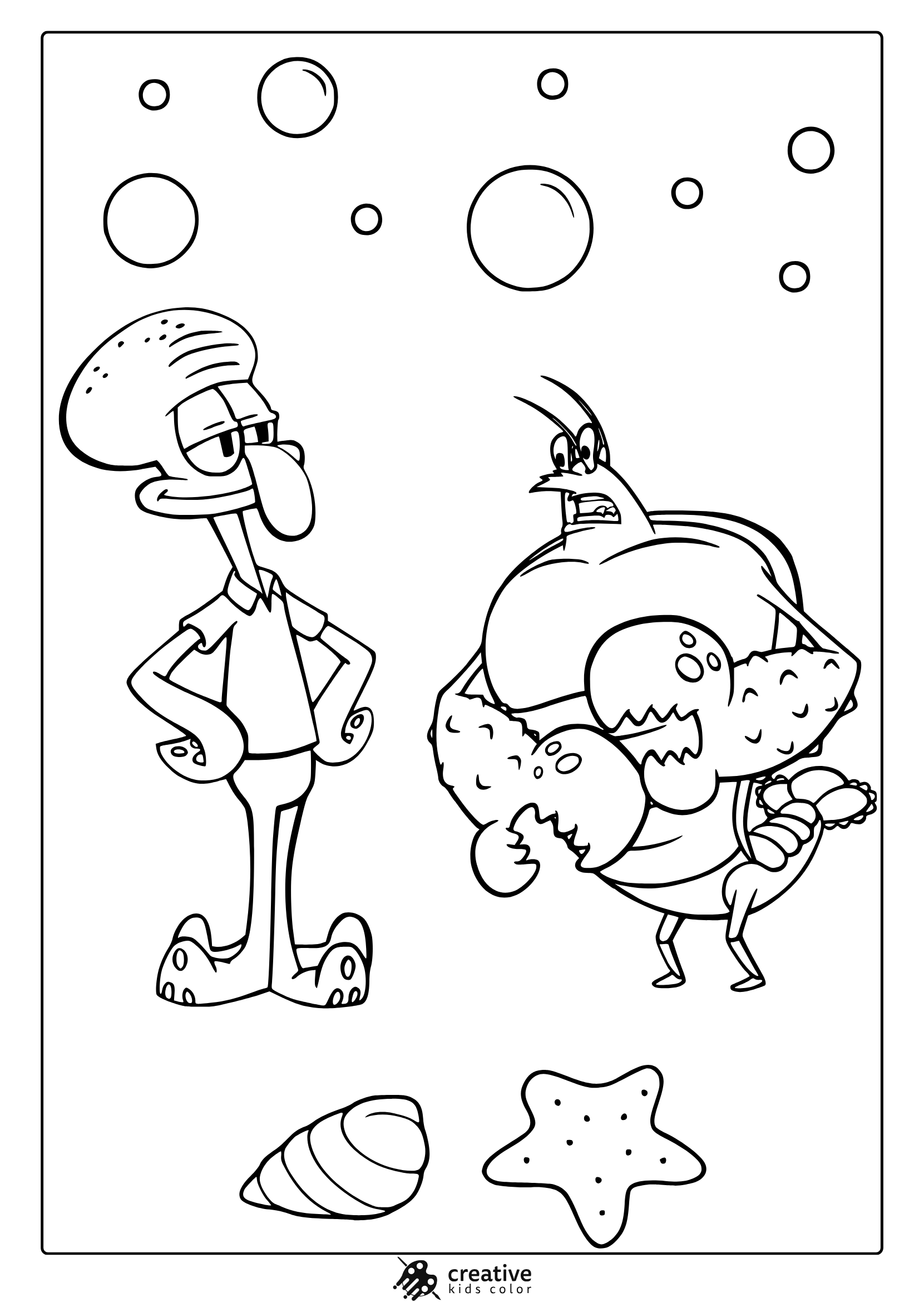 spongebob characters coloring pages