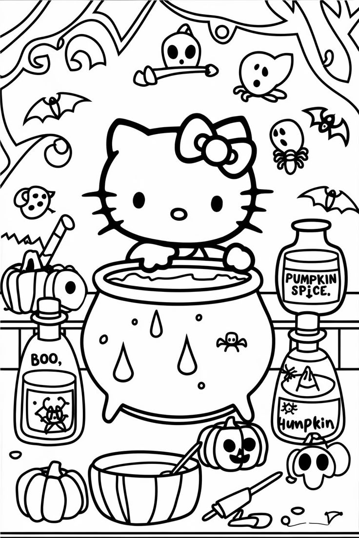 Spooky Sweet HELLO KITTY HALLOWEEN COLORING PAGES HushVerse Spooky Sweet HELLO KITTY HALLOWEEN COLORING PAGES HushVerse