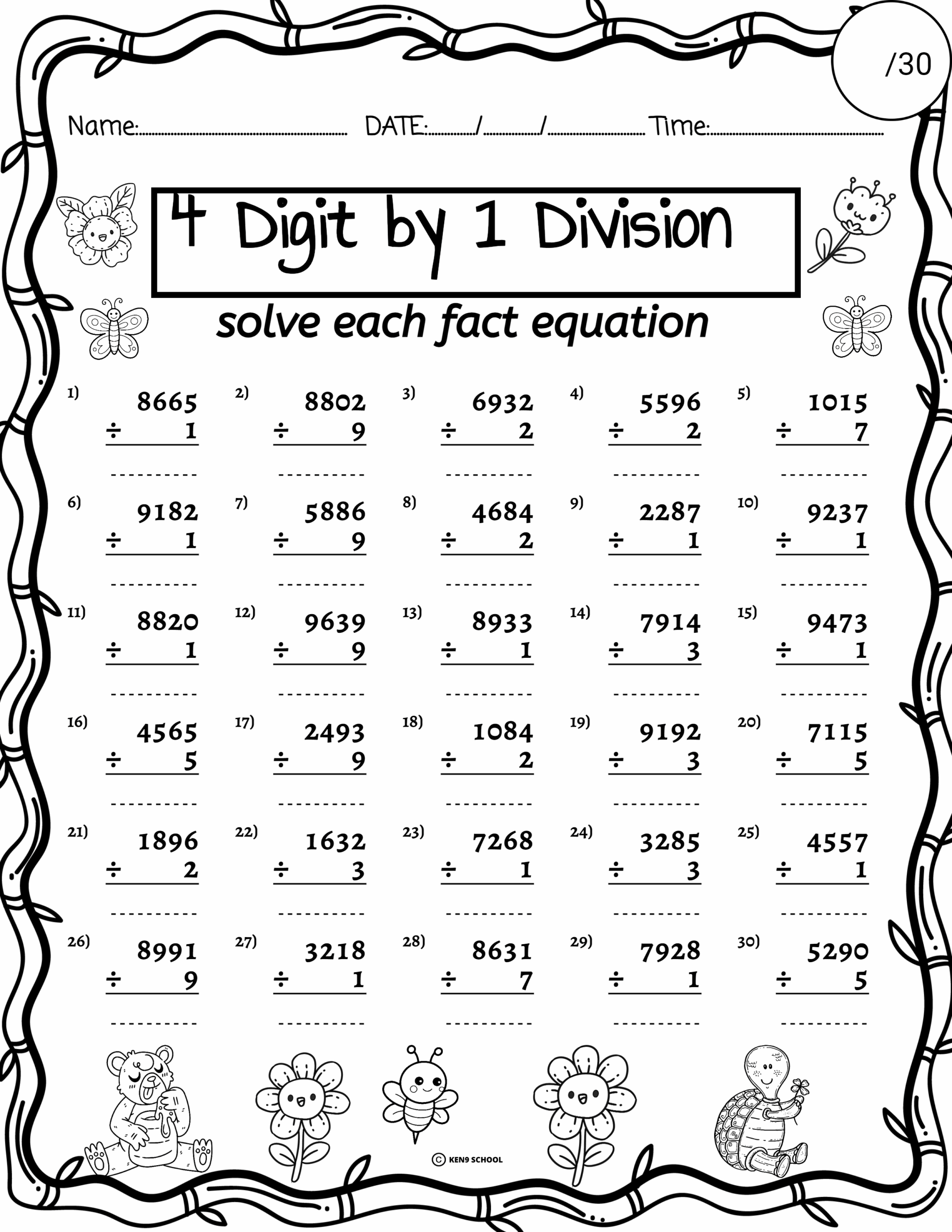 math worksheets multiplication and division