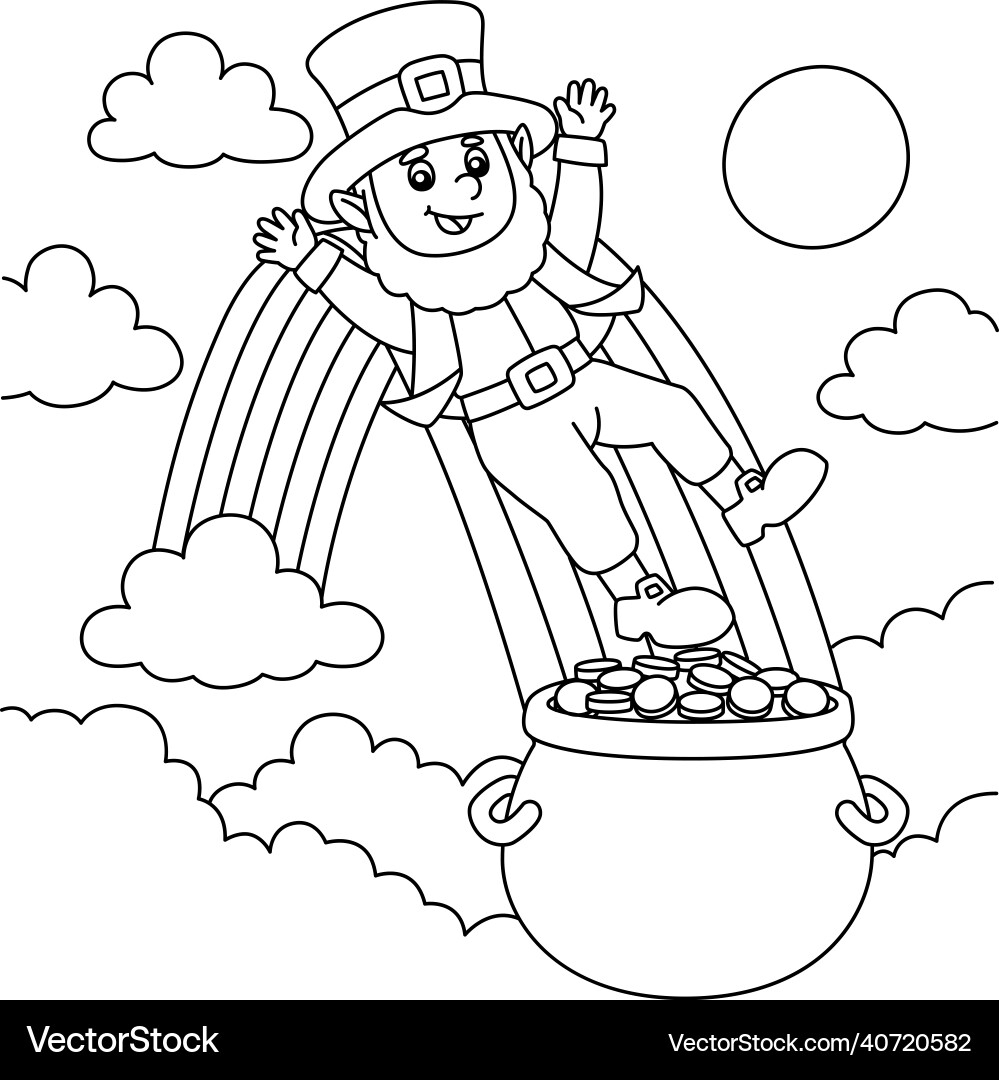 St Patrick s Day Leprechaun Coloring Page Vector Image St Patrick s Day Leprechaun Coloring Page Vector Image