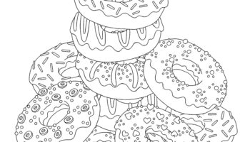Stack Of Donuts Coloring Page Etsy