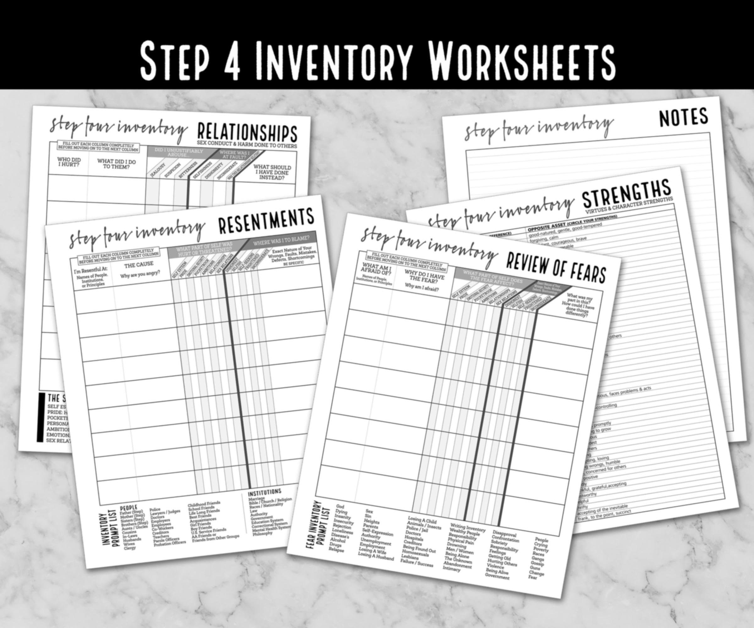 aa step 4 worksheet