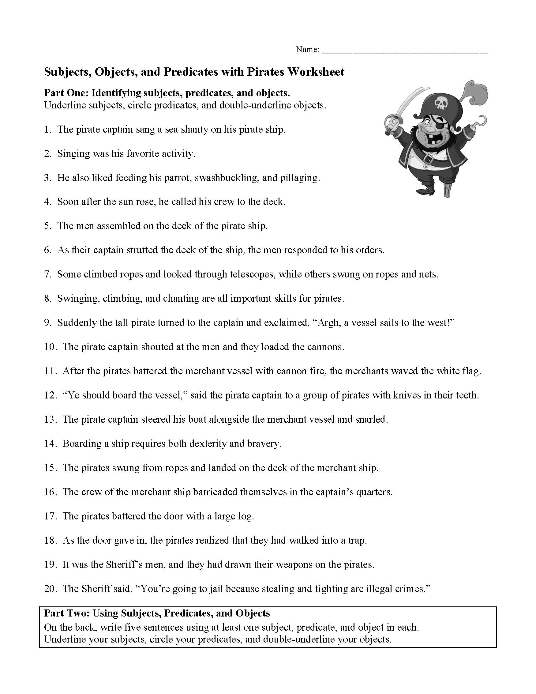 subject and predicate worksheets
