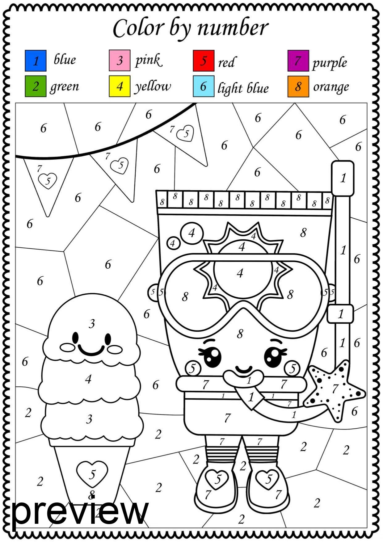 color number math worksheets