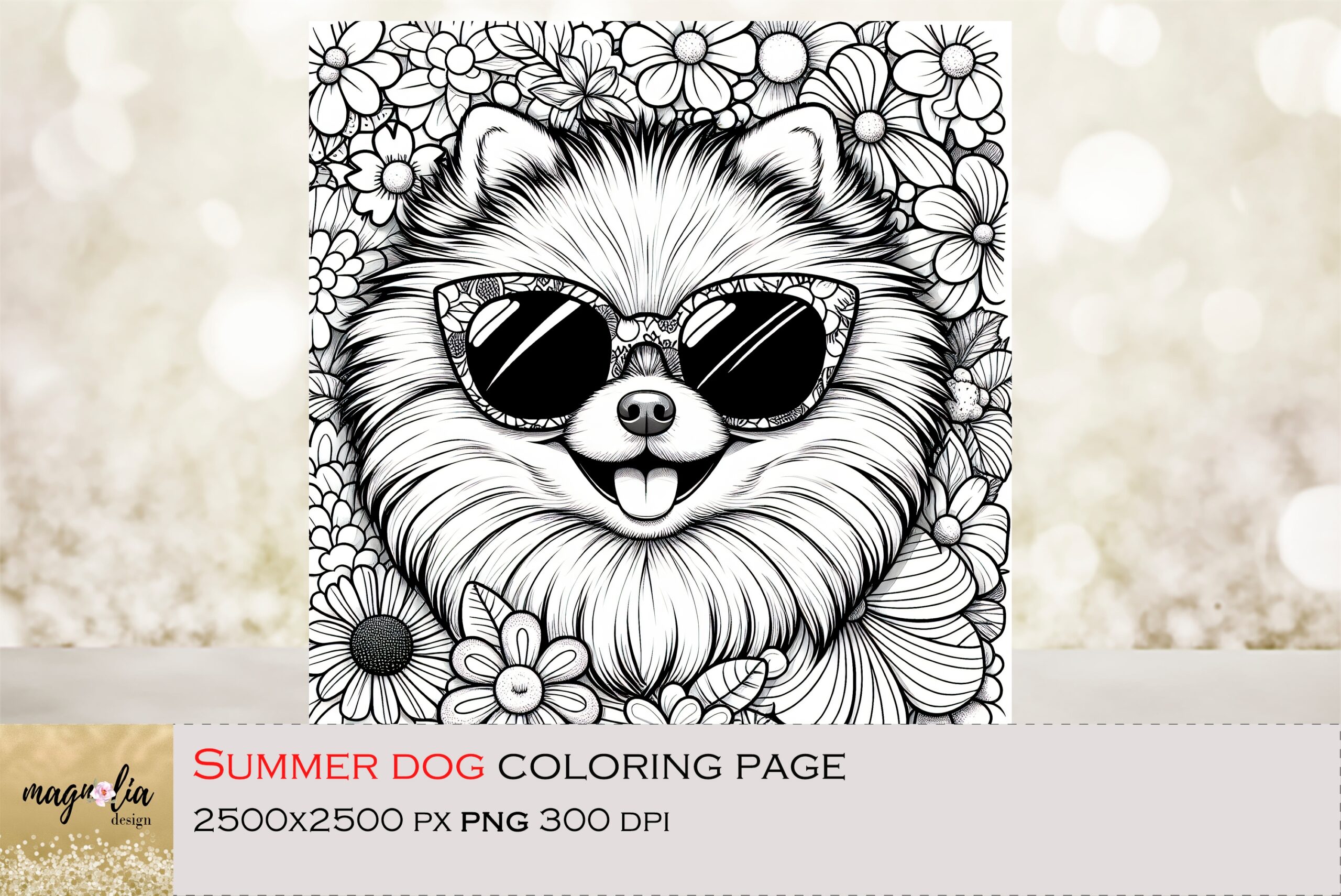 Summer Dog Coloring Page Cute Dog In Sunglasses Printable