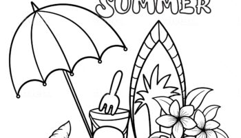Summer Season Coloring Sheet Etsy