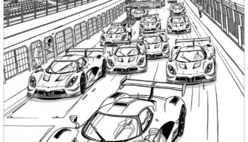 Supercar Ultimate Race Competition Coloring Page Free PDF PNG Printable 
