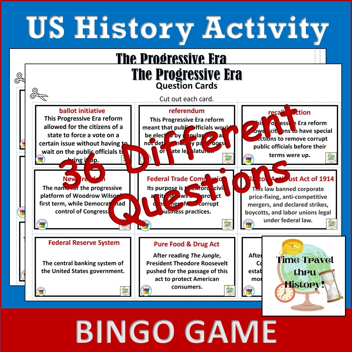 The Progressive Era BINGO Review Game Activity Classful