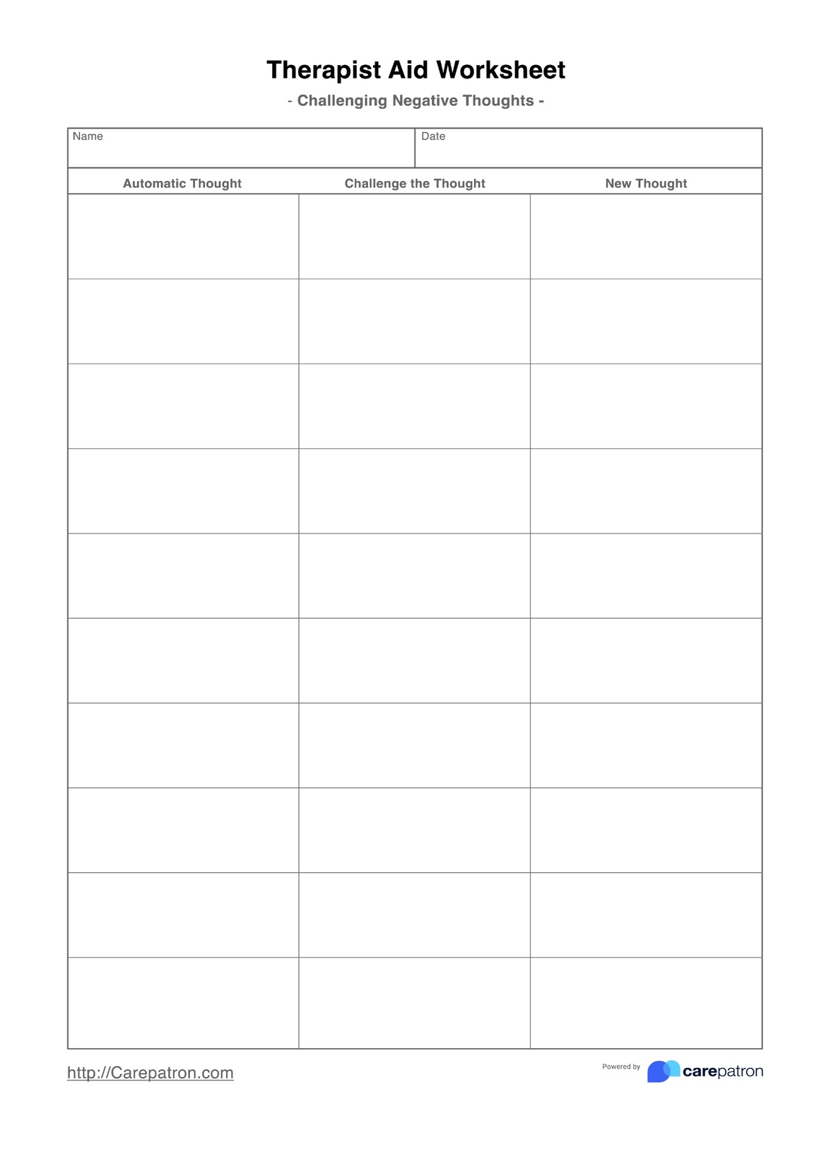 Therapist Aid Worksheet Example Free PDF Download