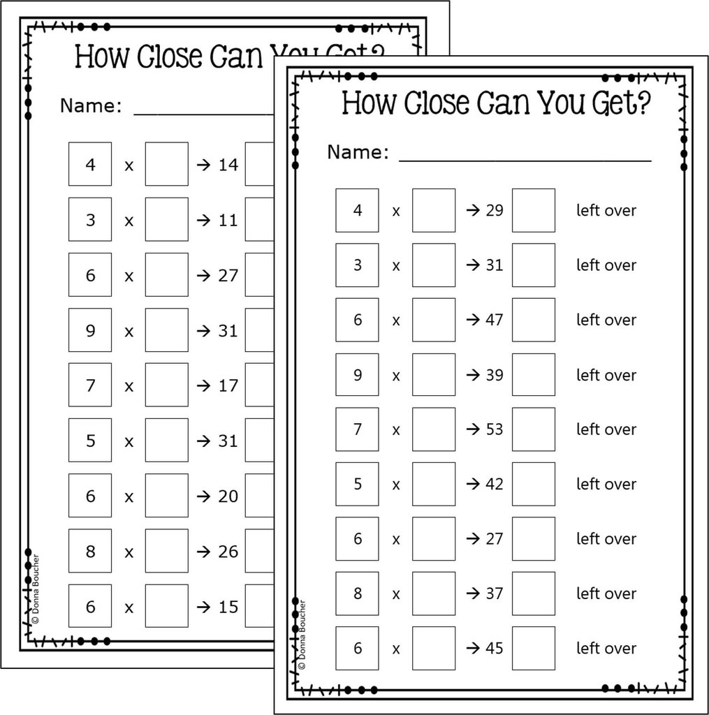 multiplication and division worksheets