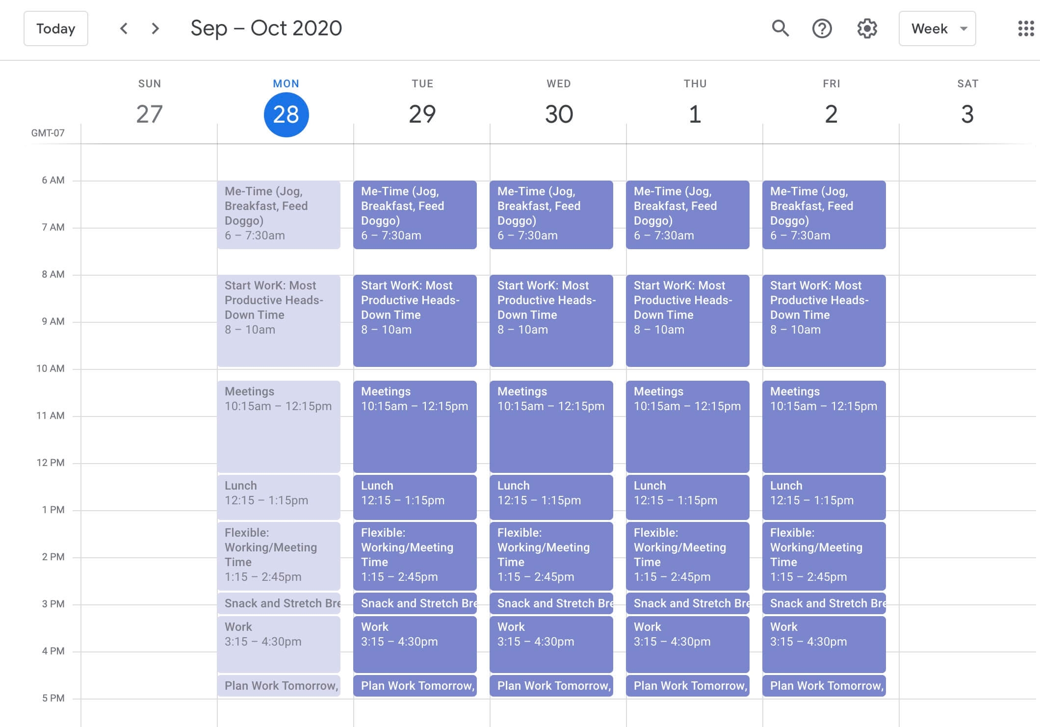 time management worksheet