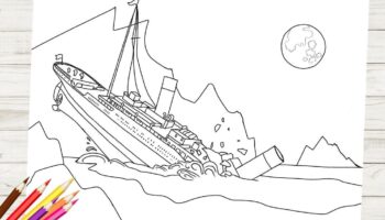 Titanic Sinking Printable Coloring Page Etsy