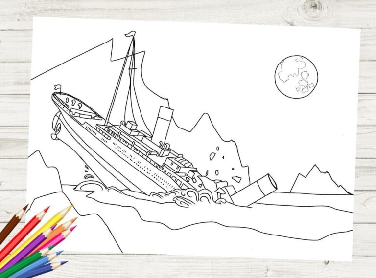 Titanic Sinking Printable Coloring Page Etsy