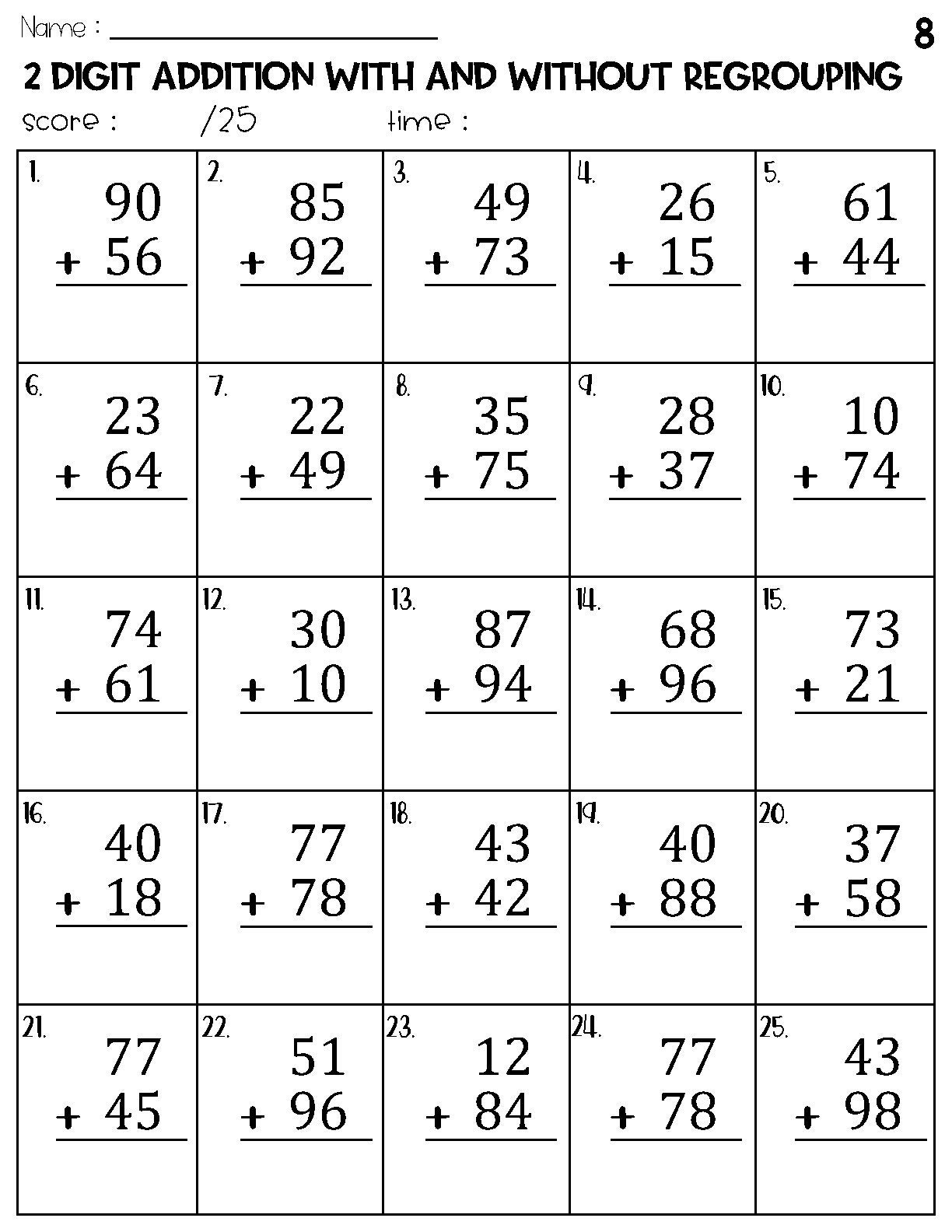 addition with regrouping worksheets