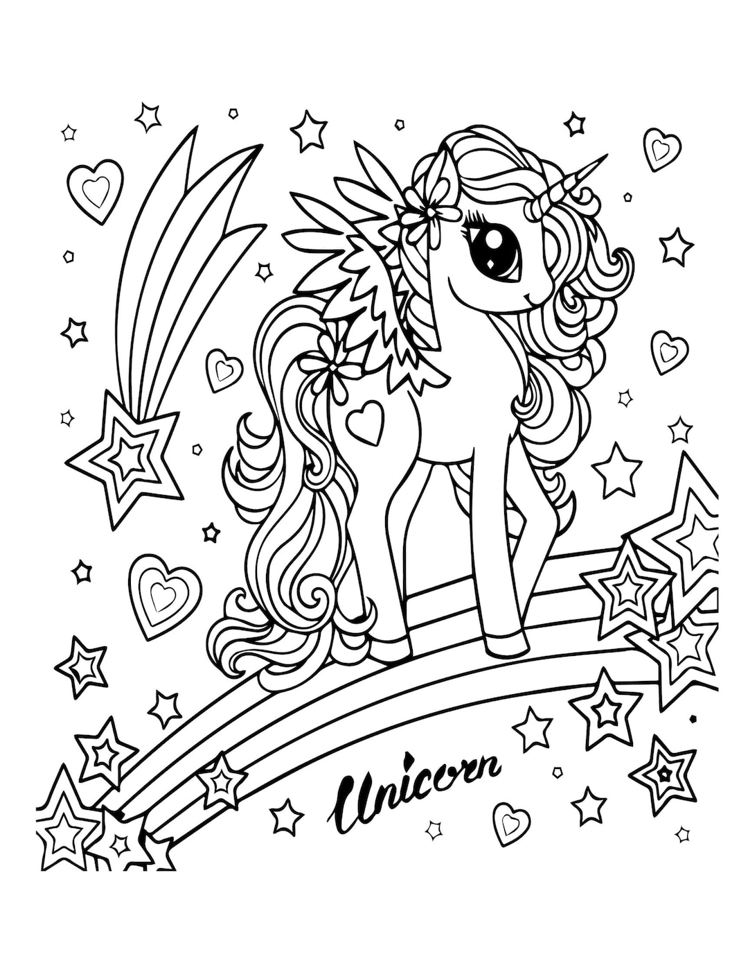 Unicorn Coloring Pages Coloring Pages Fantasy Coloring Pages Coloring Pages For Kids Coloring Pages For Adults Unicorns Etsy