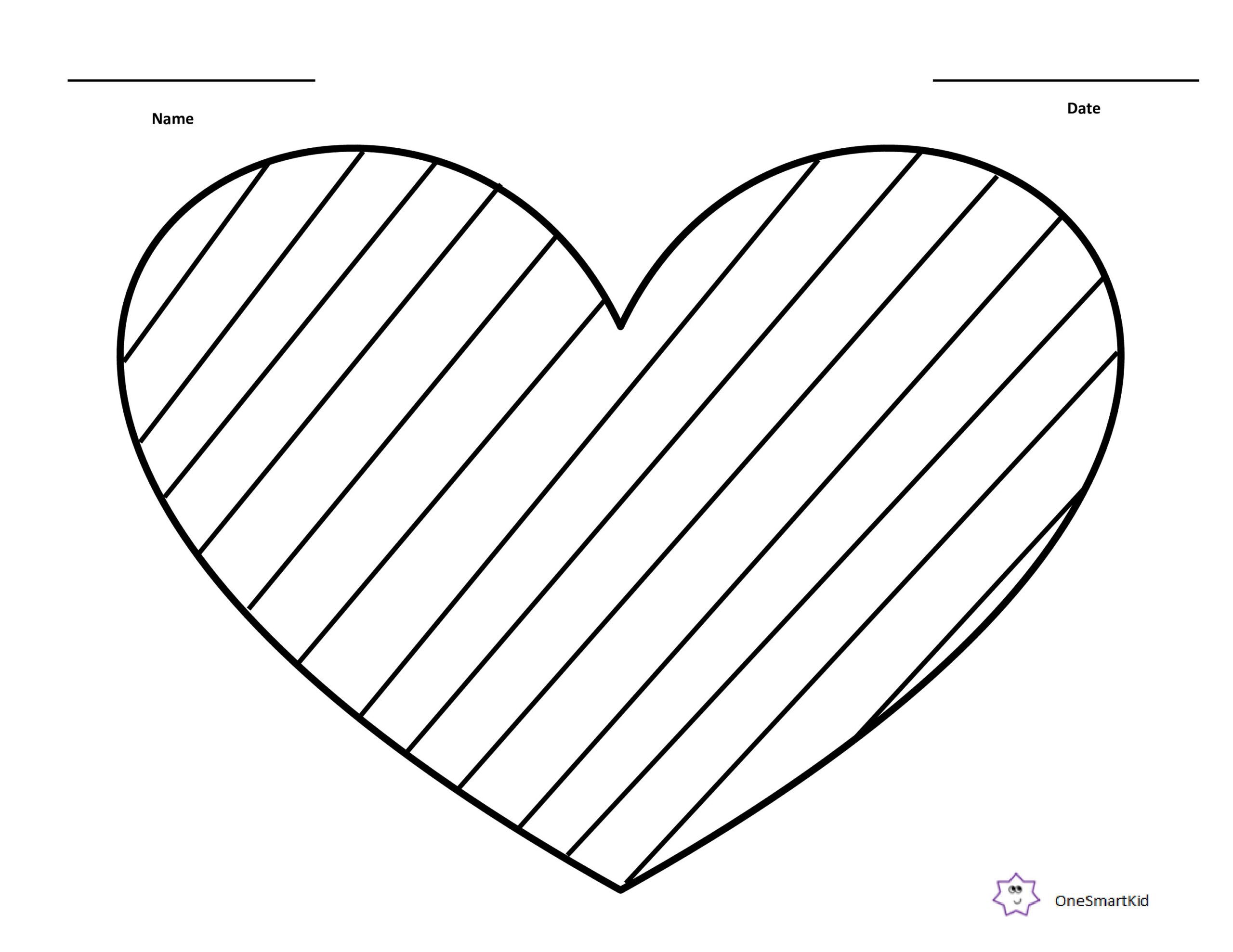Valentine s Day Striped Heart Coloring Page digital Download Etsy