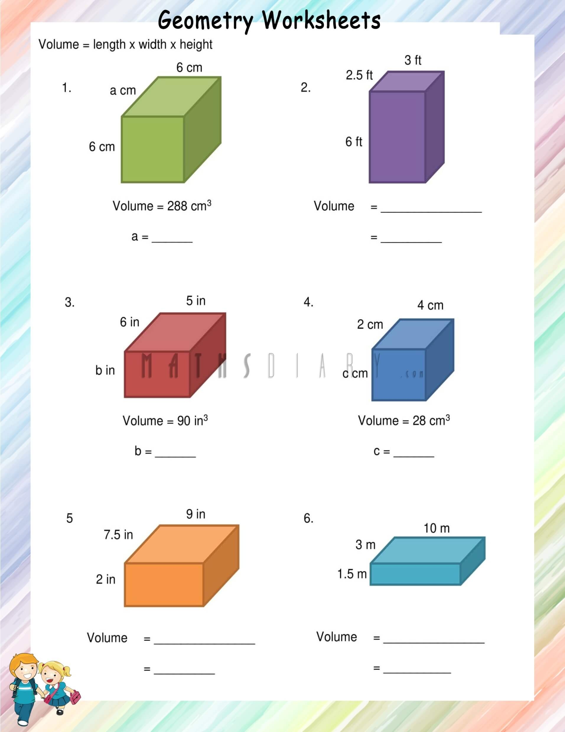 volume of rectangular prism worksheet