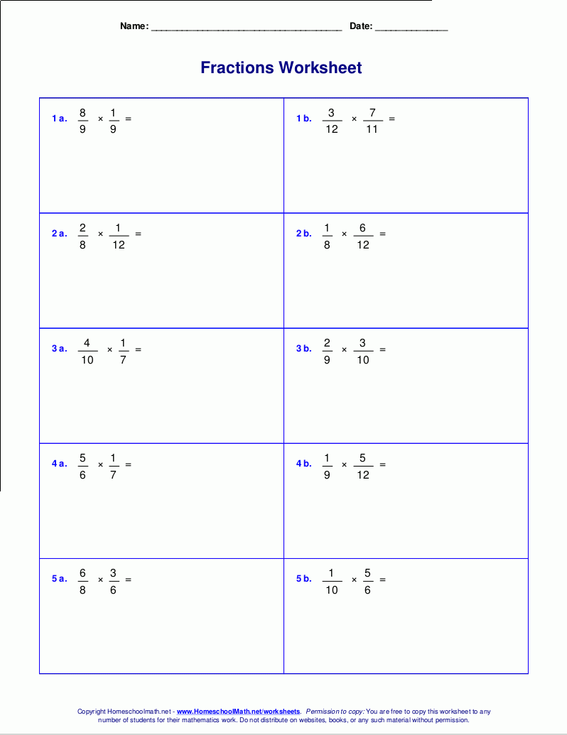 Worksheets For Fraction Multiplication