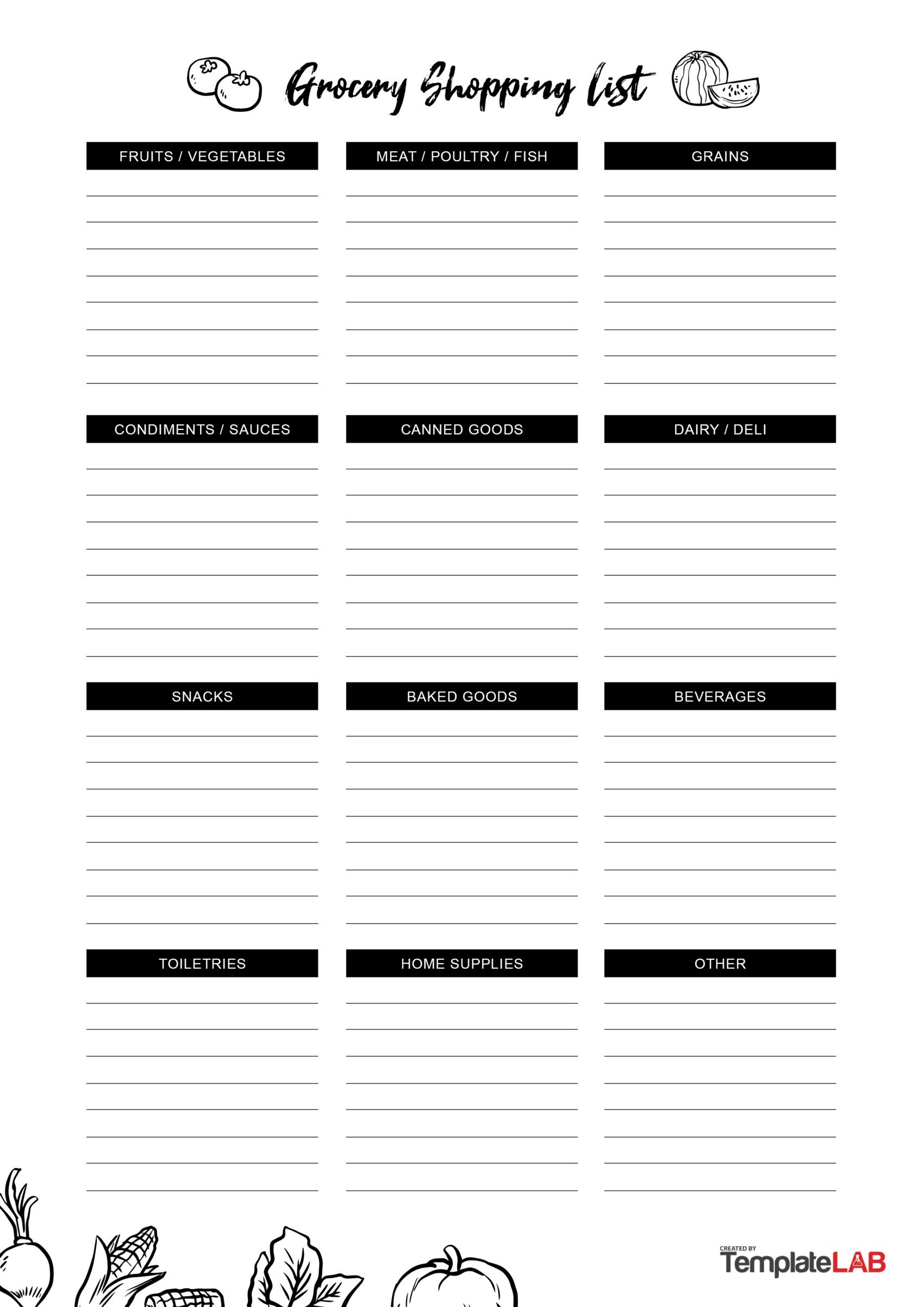 free printable grocery list