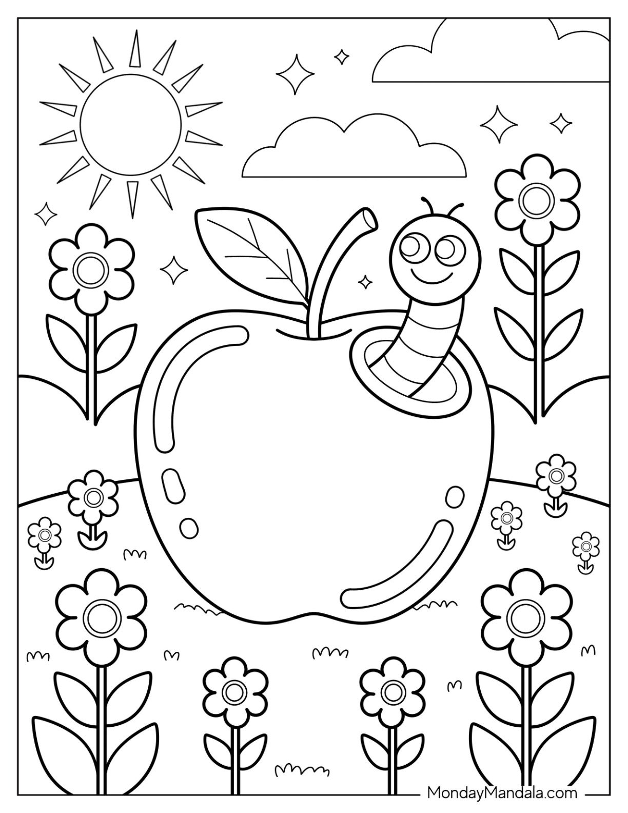 apple coloring pages kids