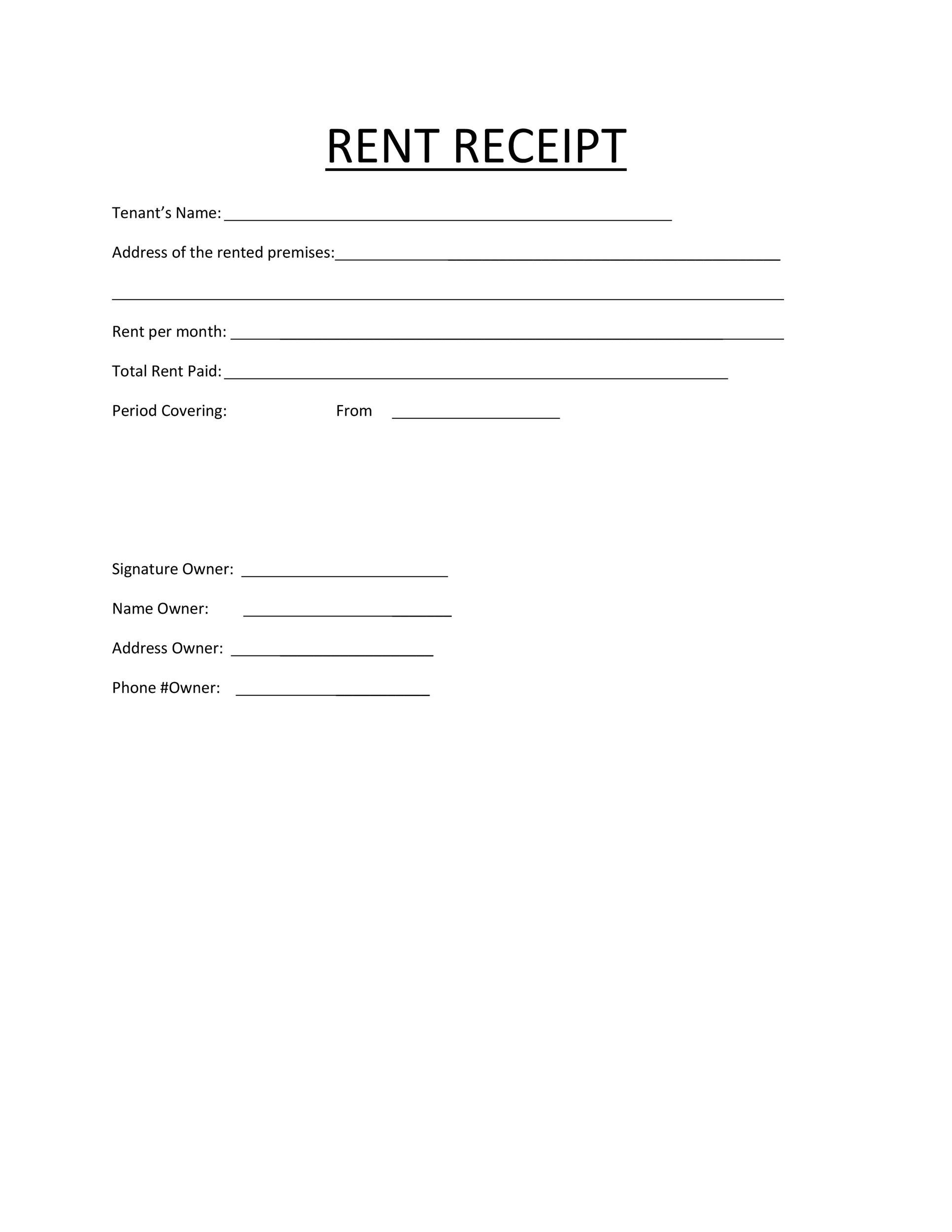 free sample of rent receipt