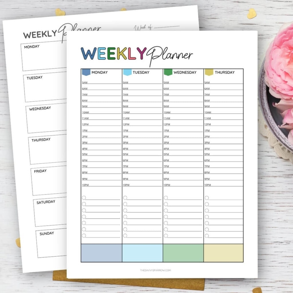 weekly planner printable free