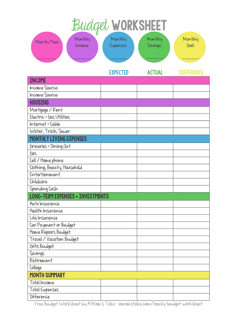 free printable budget sheets pdf