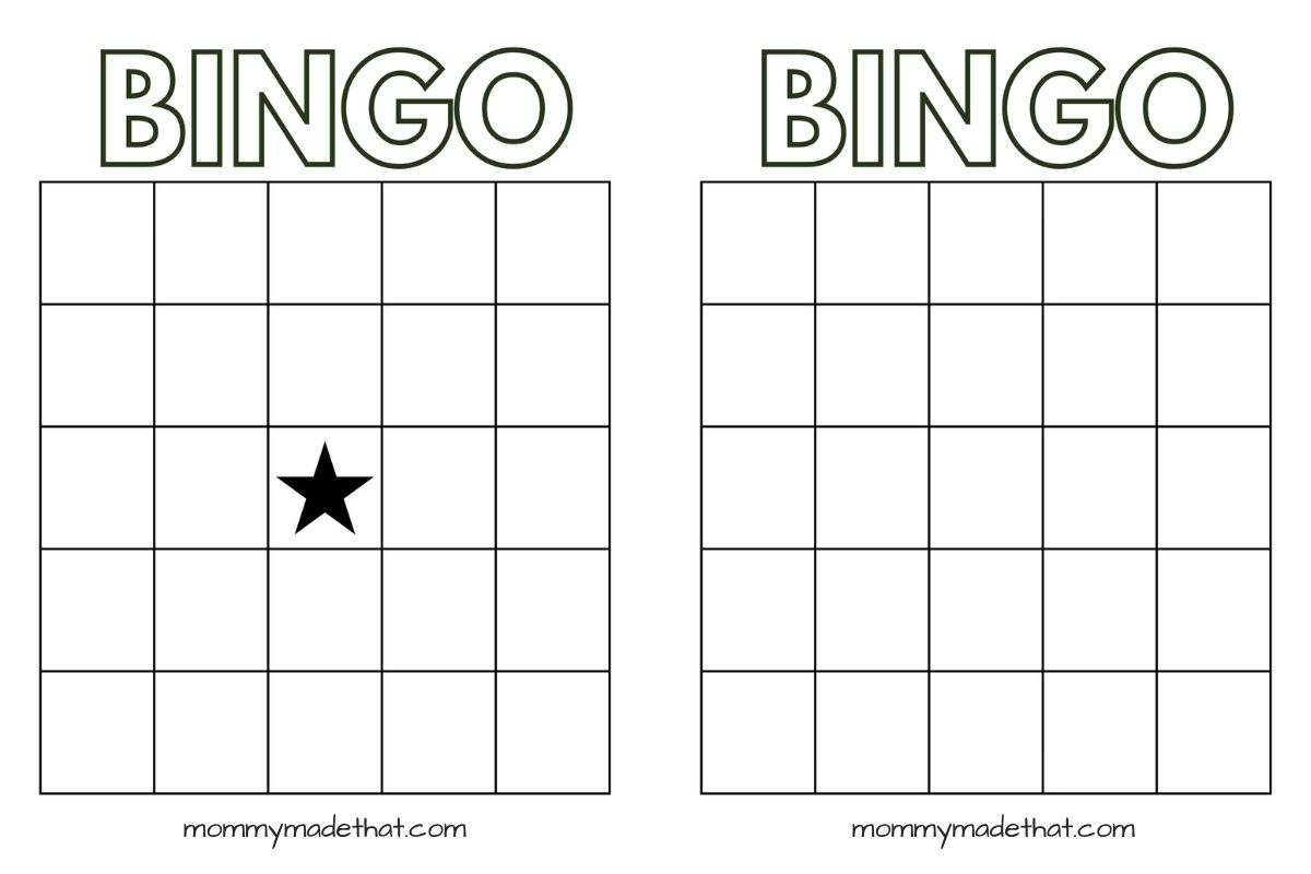 free printable bingo template