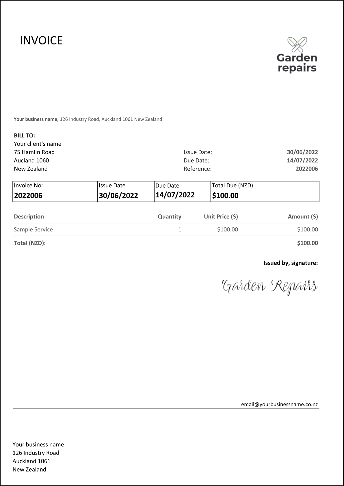 Blank Invoice Template Free Download Billdu