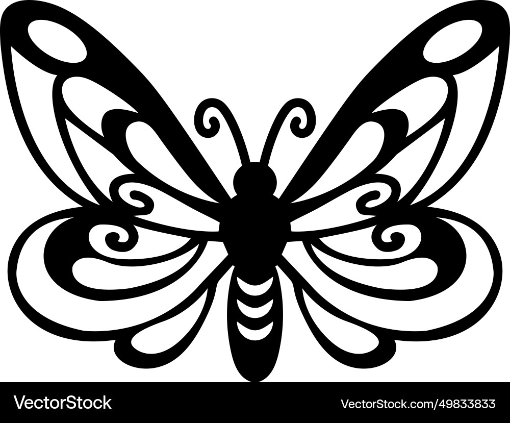 Butterfly Outline Simple Draw Free Vector VectorStock