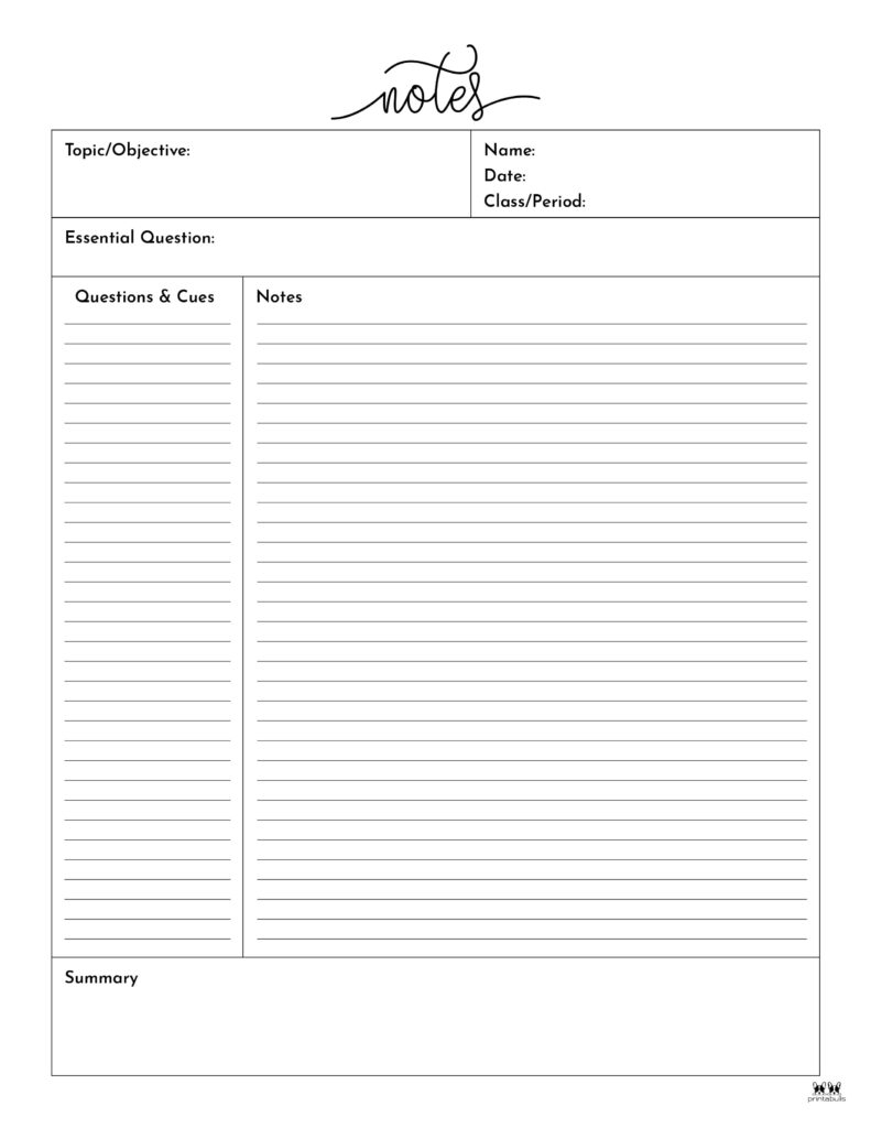 cornell note taking template cornell note taking template