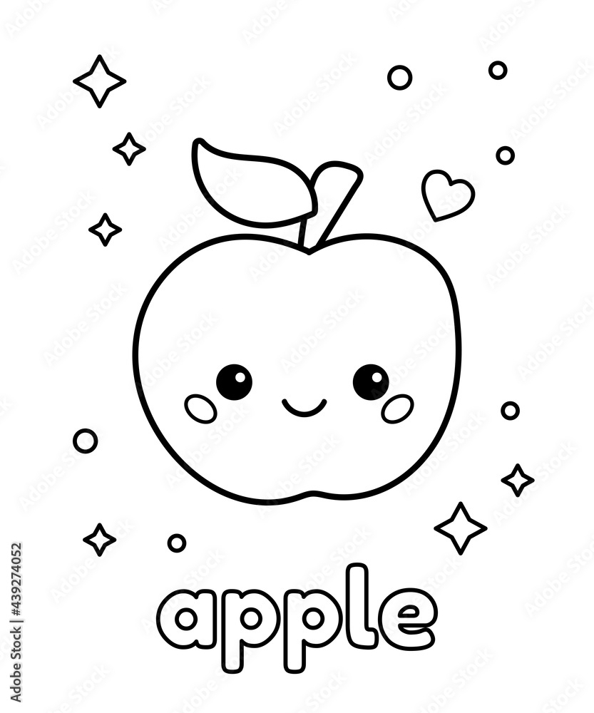 apple fruit coloring page