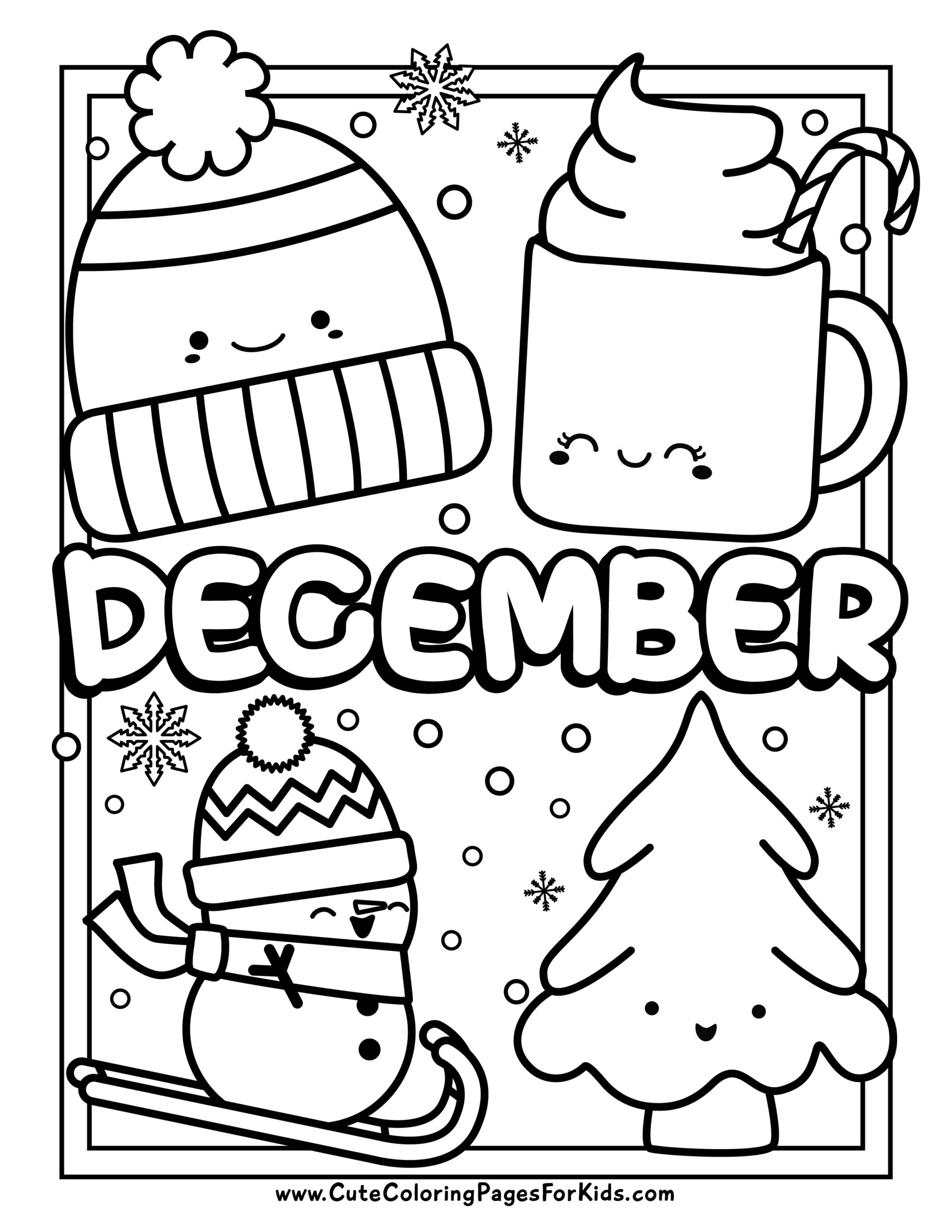 cute winter colouring pages