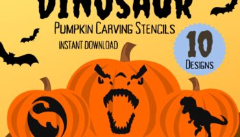 Dinosaur Pumpkin Carving Stencils For Halloween Etsy