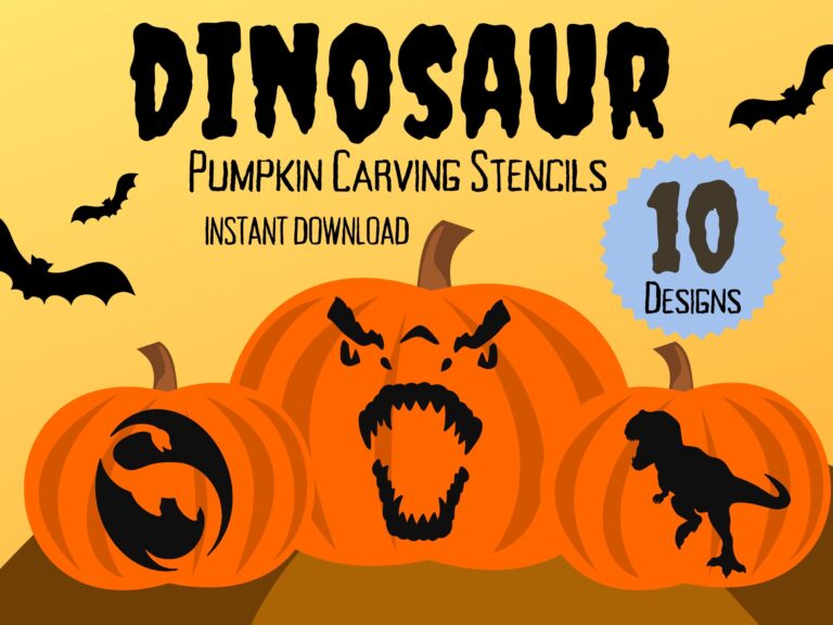 Dinosaur Pumpkin Carving Stencils For Halloween Etsy